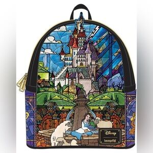Loungefly Disney Beauty And The Beast Stain Glass Themed Mini Backpack